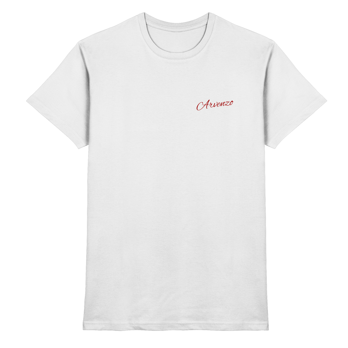 Unisex white Pure Ground shirt by Arvenzo showing the front view with a classic fit and clean design.