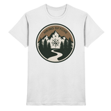 Front view of Arvenzo Trail Crest unisex white shirt, premium cotton casual shirt with a clean design.