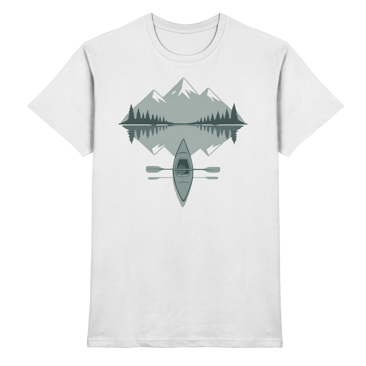 White Arvenzo Mirror Lake unisex shirt featuring a front graphic design, casual fit, soft fabric, and stylish look.