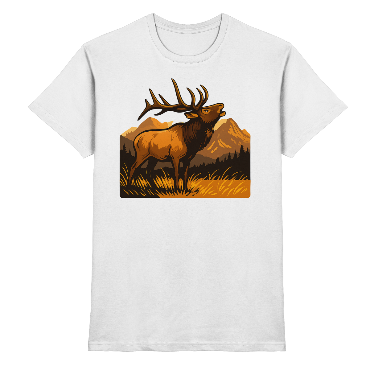 White unisex Elk Meadow shirt by Arvenzo featuring a front view with a clean, premium design and comfortable fit.