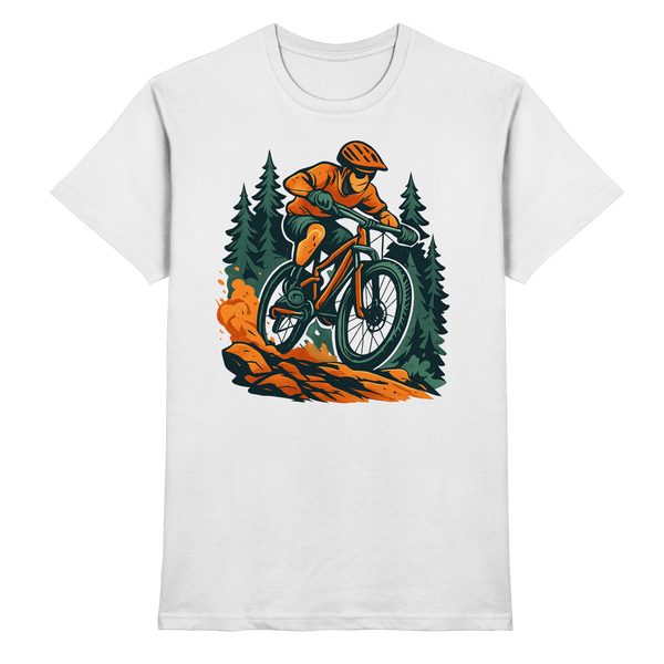 White unisex Dirt Rush shirt by Arvenzo featuring a front view with a stylish, premium design.
