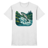 Front view of a white unisex Silver Run shirt by Arvenzo, featuring a classic fit and smooth fabric.