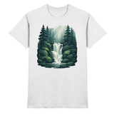 Front view of a white unisex Fall Creek shirt by Arvenzo, showcasing a clean, premium design with a classic fit.