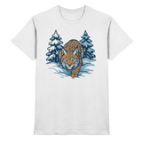 White Arvenzo Snow Lynx unisex shirt featuring a front view with a detailed snow lynx graphic design.