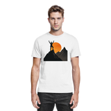 Front view of Arvenzo Bold Ascent unisex white premium shirt showing classic fit and clean design.
