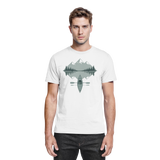 White Arvenzo Mirror Lake unisex shirt featuring a front view with a stylish, premium design on a comfortable fabric.