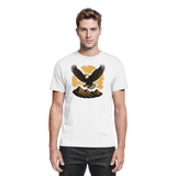 Front view of Arvenzo unisex Iron Wing shirt in white, showcasing its premium fabric and sleek design.