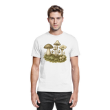 White Arvenzo Forest Floor unisex shirt featuring a detailed forest-themed design on the front.