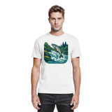 Front view of Arvenzo silver run unisex shirt in white, showcasing a clean, premium fit and classic design.